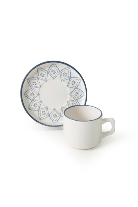 Hermia Juego de tazas de té y platillos de cerámica, 12 piezas, Azul y blanco Hermia Juego de tazas de té y platillos de cerámica, 12 piezas, Azul y blanco